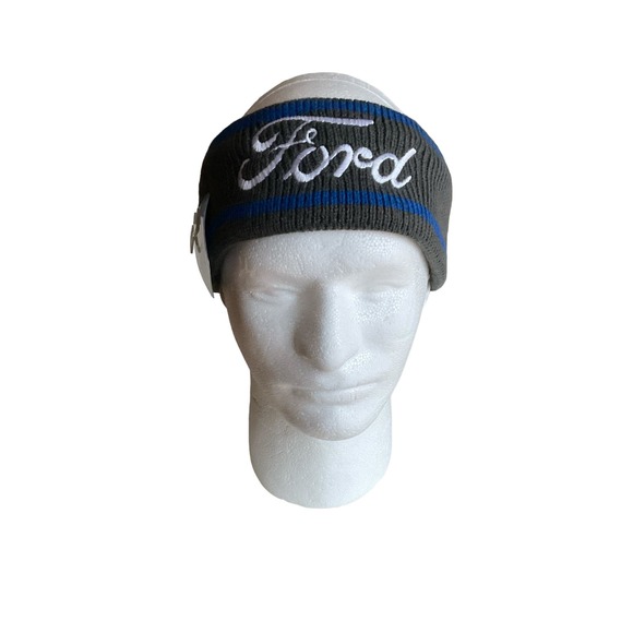 Ford Logo Knit Headband Ear Warmer Gray Blue  NWT - Picture 3 of 7